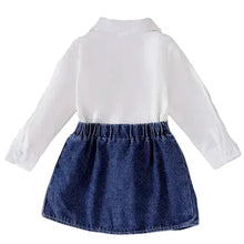 Load image into Gallery viewer, Turn-Down Collar Patch Denim Dress Set

