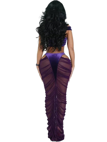 Velvet Tank Ruched Skirt Set