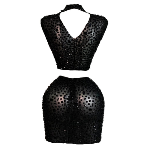 Black Rhinestone Mesh Dress Set-Modern Baby Las Vegas