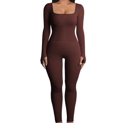 Square Neck Ribbed Jumpsuit-Modern Baby Las Vegas