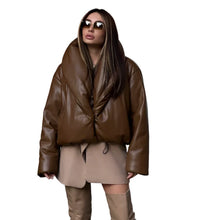 Load image into Gallery viewer, Faux Leather Puffer Coat
