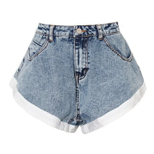 Load image into Gallery viewer, White Trimmed Denim Shorts
