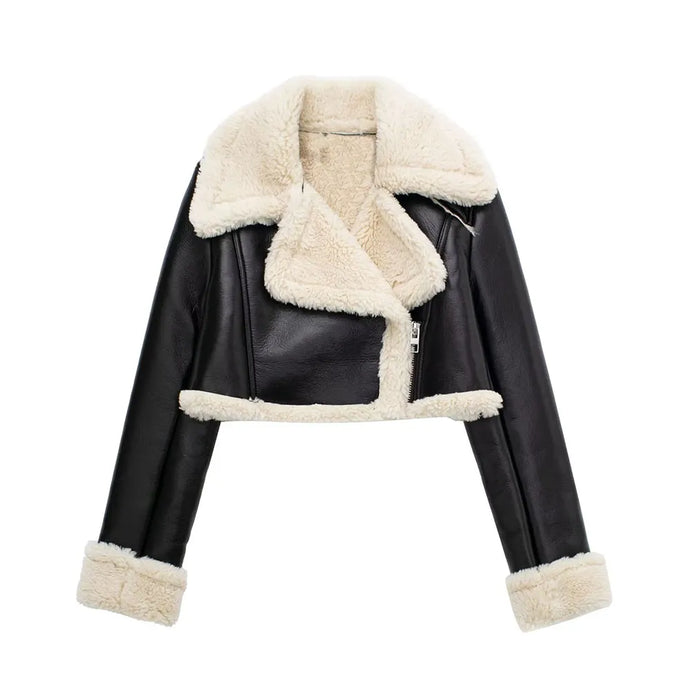Vintage Leather Fur Crop Jacket | Modern Baby Las Vegas
