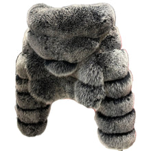 Load image into Gallery viewer, Grey Ribbed Fur Hooded Cropped Coat
