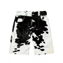 Load image into Gallery viewer, Luxe Cow Print Denim Shorts
