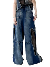 Load image into Gallery viewer, Patch Mesh Wide Leg Denim Jeans
