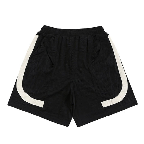 White Lined Basketball Shorts-Modern Baby Las Vegas