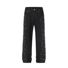 Load image into Gallery viewer, Side Pearl Crystal Denim Jeans
