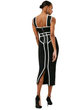 Load image into Gallery viewer, Luxury Black White Contrast Bandage Midi Dress
