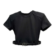 Load image into Gallery viewer, Black Belted Crop Top
