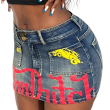 Load image into Gallery viewer, Print Letter Denim Skirt
