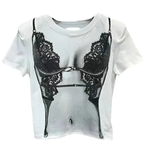 Lace Lingerie Print T-Shirt-Modern Baby Las Vegas