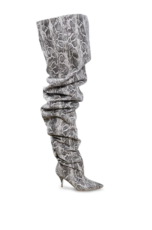 Slouchy Snake Print Boots