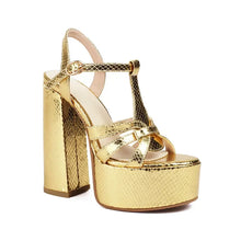 Load image into Gallery viewer, Textured Metallic Sandals
