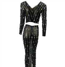 Load image into Gallery viewer, Crystal Striped Mesh Dress Set
