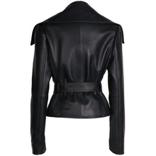 Load image into Gallery viewer, Zipper Belted Leather Jacket
