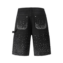 Load image into Gallery viewer, Black Crystal Speckled Denim Shorts
