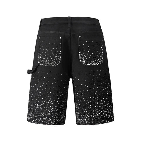 Black Crystal Speckled Denim Shorts