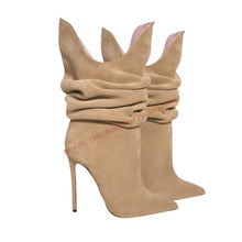 Load image into Gallery viewer, Suede Pleated Suede Ankle Boots
