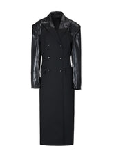 Load image into Gallery viewer, Leather Sleeve Patch Trench Coat
