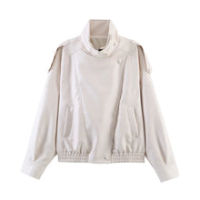 Load image into Gallery viewer, Stand Collar Zip-Up Leather Jacket

