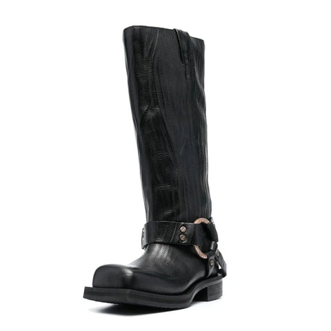 Square Toe Belted Buckle Boots-Modern Baby Las Vegas