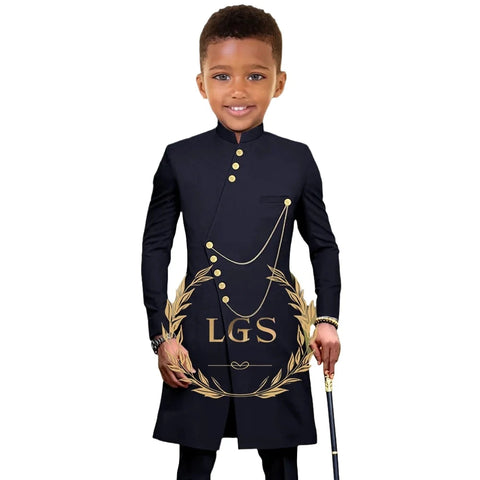 Gold Accent Button Suit-Modern Baby Las Vegas