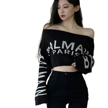 Load image into Gallery viewer, Letter Off The Shoulder Crop Sweater
