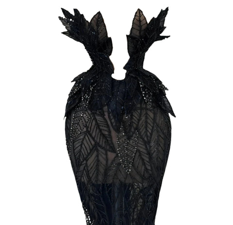 Illusion Leaf Print Dress-Modern Baby Las Vegas