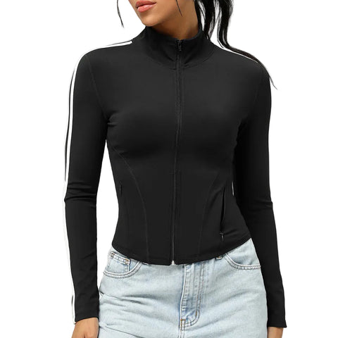 Striped Sleeve Yoga Jacket