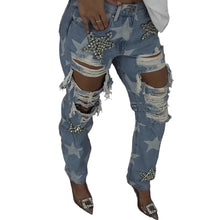Load image into Gallery viewer, Crystal Rockstar Denim Jeans
