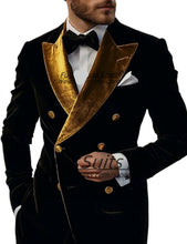 Load image into Gallery viewer, Luxury Black Patch Velvet Suit
