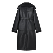 Load image into Gallery viewer, Long Teddy Fur Belted Leather Coat
