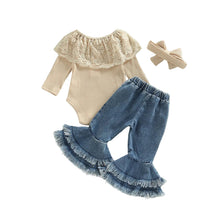 Load image into Gallery viewer, Tan Ruffle Top Set

