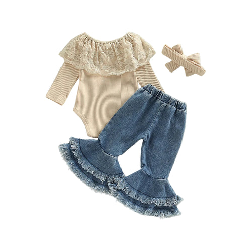 Tan Ruffle Top Set-Modern Baby Las Vegas