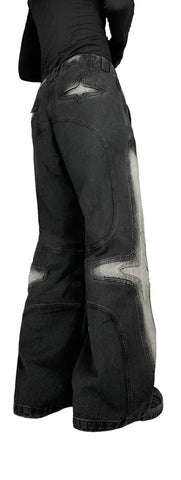 Punk Patch Ripped Baggy Denim Jeans-Modern Baby Las Vegas