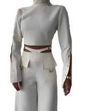 Load image into Gallery viewer, White Hollow Out Pant Set
