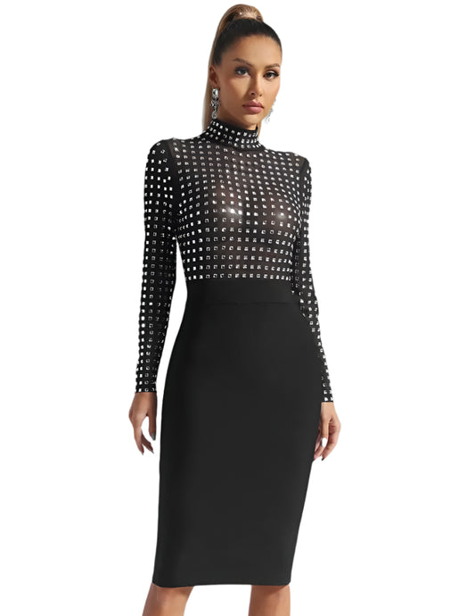 Rhinestone Mesh Patch Dress-Modern Baby Las Vegas