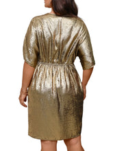 Load image into Gallery viewer, Gold Batwing Sleeve Dress
