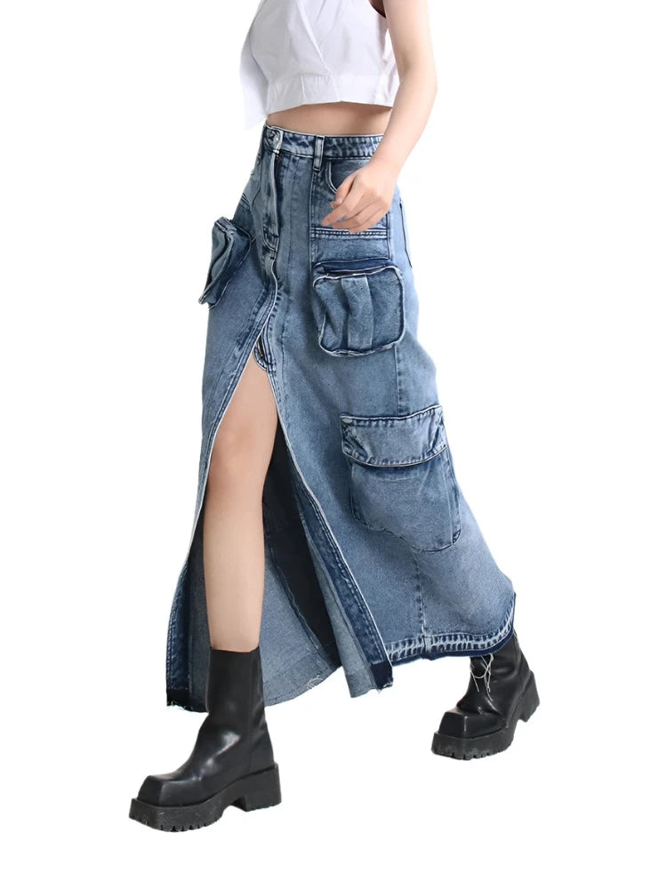 Split Denim Skirt