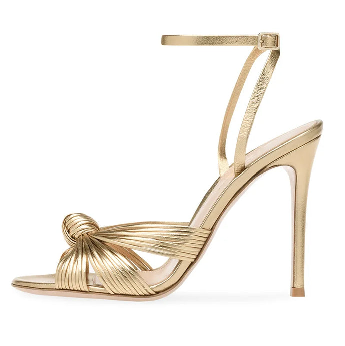 Gold Peep-Toe Sandals-Modern Baby Las Vegas
