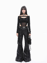 Load image into Gallery viewer, Baggy Leather Wide Leg Cargo Pants
