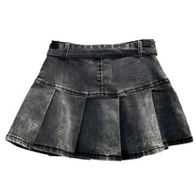 Load image into Gallery viewer, Grey Denim Pleated Skirt
