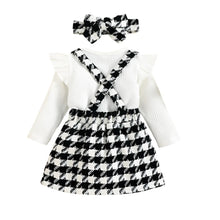 Load image into Gallery viewer, Houndstooth Gold Button Skirt Set
