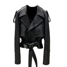 Load image into Gallery viewer, Vintage Belted Grain Leather Jacket

