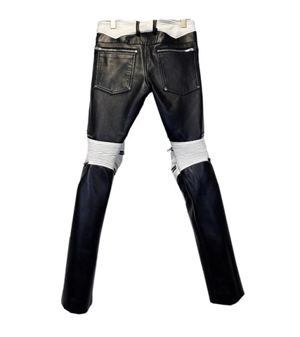 Zipper Leather Patchwork Pants-Modern Baby Las Vegas