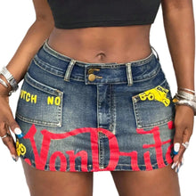 Load image into Gallery viewer, Print Letter Denim Skirt
