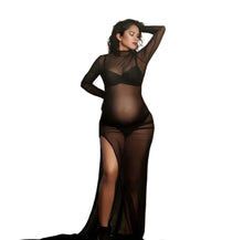 Load image into Gallery viewer, Black Mesh Maternity Gown
