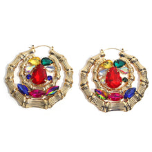 Load image into Gallery viewer, Colored Rhinestone Bamboo Earrings
