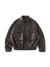 Load image into Gallery viewer, Black Leather Pocket Jacket
